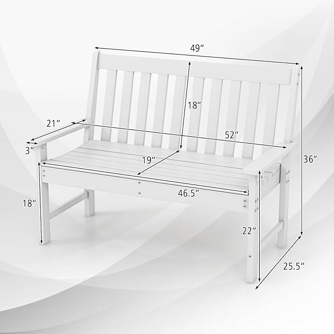 Giantex Outdoor Bench, 52-Inch Outside Bench All-Weather HDPE Park Bench with Backrest and Armrests - Photo 3