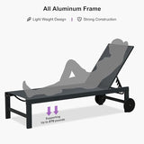 PURPLE LEAF Patio Lounge Chair Set for 4 Outdoor Chaise Lounge with Adjustable Backrest and Easy-to-Move Wheels - Photo 6