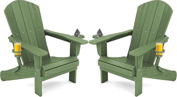SERWALL Adirondack Chair with Cup Holders - Composite Adirondack Chairs Set of 2 HDPE Outdoor Chairs All Weather Use - Photo 1