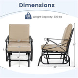 Black Metal Patio Glider Chair Outdoor Rocking Chair, Ergonomic Gliding Bench for Porch Garden Heavy Duty Lawn Furniture - Photo 3