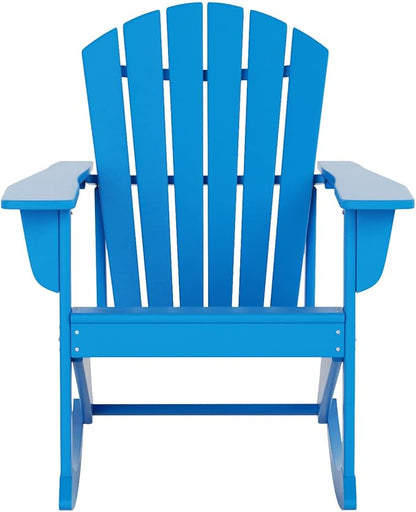 WO WESTIN OUTDOOR HDPE Altura Outdoor Rocking Poly Adirondack Chair, Pacific Blue