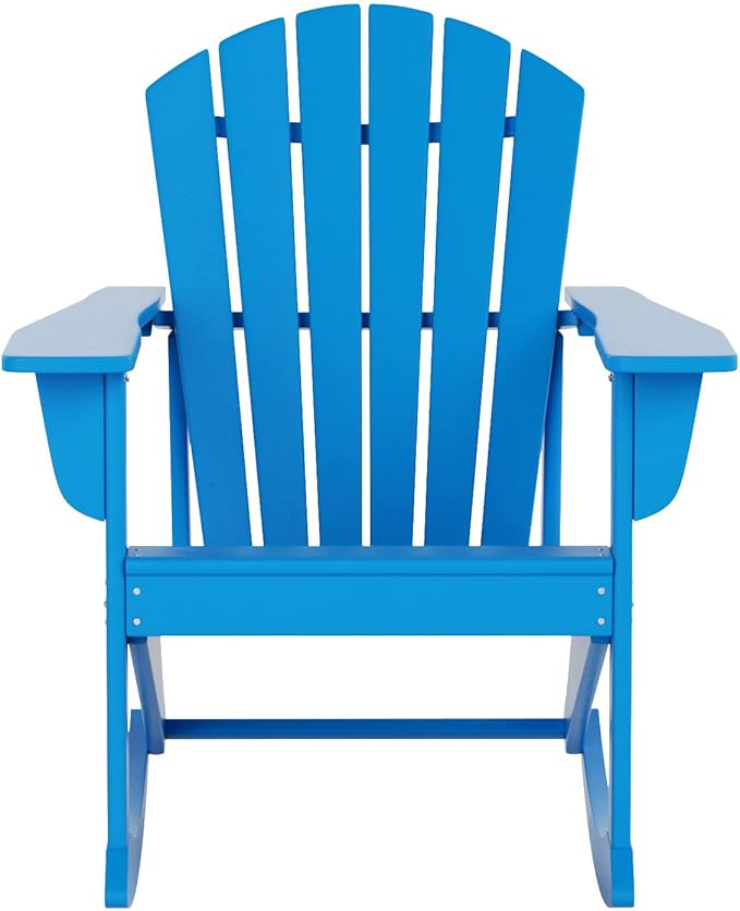WestinTrends Dylan Outdoor Patio Poly Plastic Adirondack Rocking Chair, Pacific Blue
