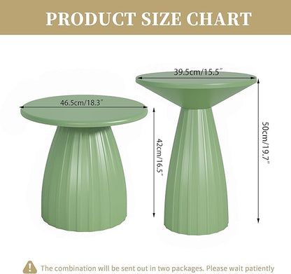 Round Small Patio Side Table Set of 2, Patio Accent End Table, Metal Steel Outdoor Side Table, for Garden, Pool, Yard, Balcony, Living Room, Deck, Weather Resistant, No Assembly