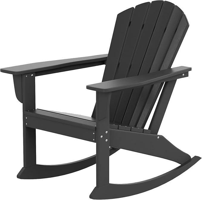 WO WESTIN OUTDOOR HDPE Altura Outdoor Rocking Poly Adirondack Chair, Gray