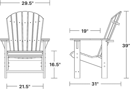 Wildridge Heritage Upright Adirondack Chair, Aruba Blue - Outdoor All-Weather Poly Furniture for Patio, Deck, Yard