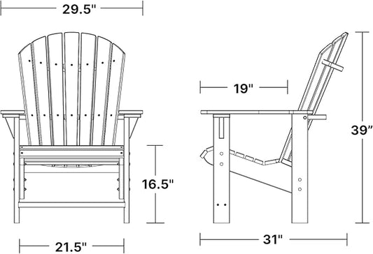 Wildridge Heritage Upright Adirondack Chair, Turf Green and Black - Outdoor All-Weather Poly Furniture for Patio, Deck, Yard