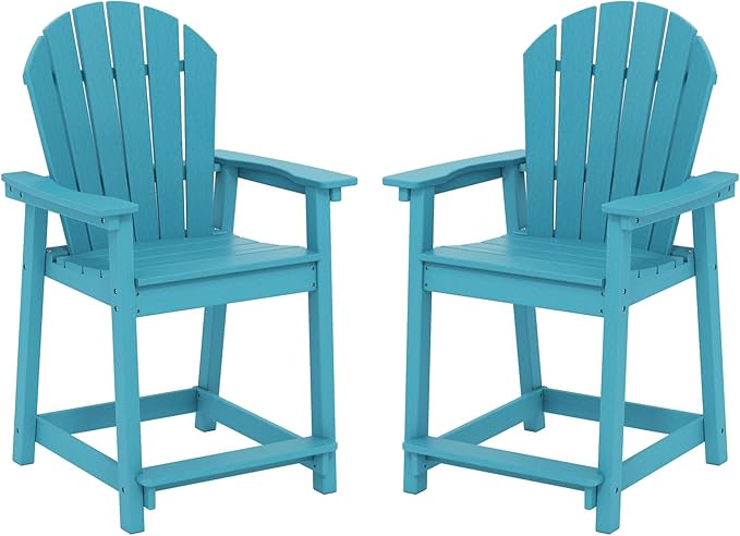 OTSUN Tall Adirondack Chairs Set of 2, HDPE Bar Height Outdoor Chairs, Adirondack Bar Stools for Patio Balcony & Porch - Photo 1