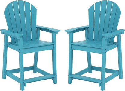 OTSUN Tall Adirondack Chairs Set of 2, HDPE Bar Height Outdoor Chairs, Adirondack Bar Stools for Patio Balcony & Porch