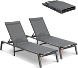 VEVOR 2 Pcs Chaise Lounge Chairs Outdoor, Aluminum Patio Lounge Chair with Adjustable 5-Position - Photo 1