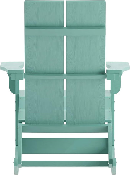 Taylor & Logan Ebbe Modern All-Weather 2-Slat Poly Resin Adirondack Chair in Sea Foam - Set of2