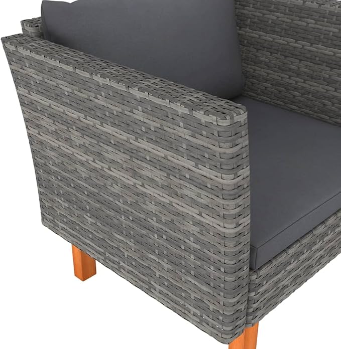 Outdoor Sofa Grey, 25.4 x 28.5 x 26.4 in PE Rattan Patio Couch with Removable Cushions, Modern Sectional Seating for Small Balcony Garden Deck