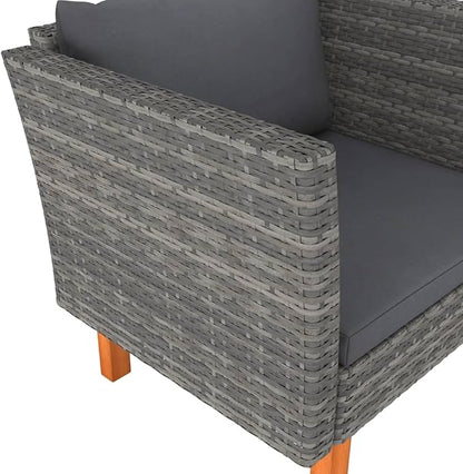 Outdoor Sofa Grey, 25.4 x 28.5 x 26.4 in PE Rattan Patio Couch with Removable Cushions, Modern Sectional Seating for Small Balcony Garden Deck