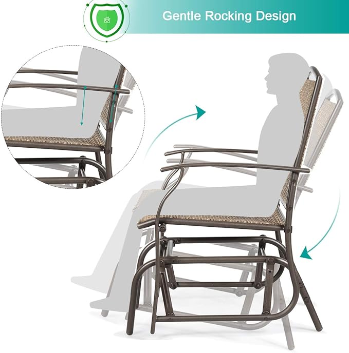 Giantex Outdoor Glider Chair W/Sturdy Metal Frame & Breathable Mesh Fabric - Photo 7
