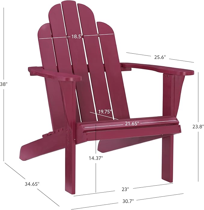 Linon Red Adirondack Chair, 30.4" W x 37.6" D x 37.8" H