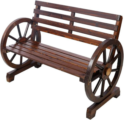 Outdoor Wood Rocking Bench Carbonized Double Rocking Chair for 2 Persons with Wide Curved Seat (style2)