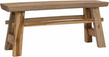 Solid Teak Wood Bench 39.37 x 11.42 x 17.13 in, Backless Rectangular Outdoor Indoor Bench for Garden Patio Balcony - Photo 8