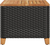 Square Garden Side Table, Compact Patio Coffee Table with Durable Poly Rattan and Acacia Wood Top - Photo 7