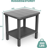 Patio Side Table, Outdoor HDPE Adirondack End Table for Patio,Outdoor Side Table for Backyard, Garden, Pool, Lawn,Grey - Photo 3