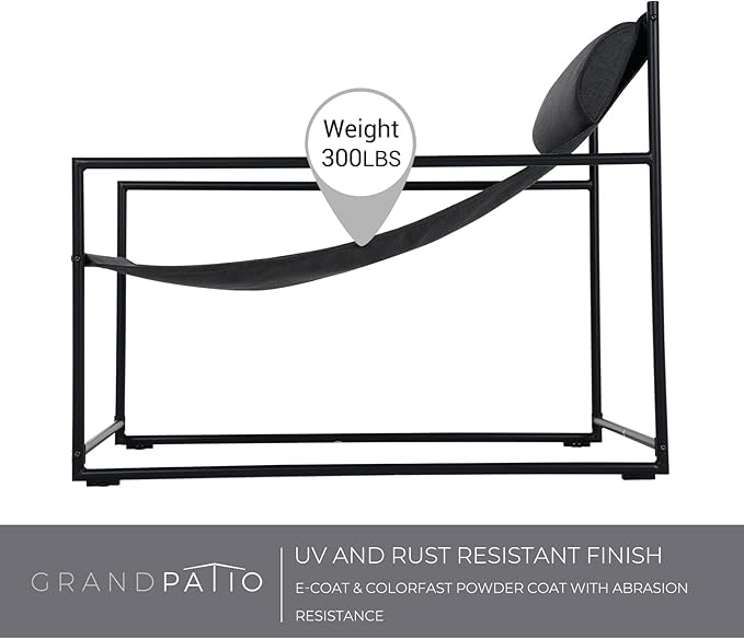 Grand patio Outdoor Modern Sling Accent Lounge Chair, Removable Headrest - Black Armchair
