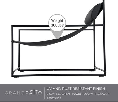 Grand patio Outdoor Modern Sling Accent Lounge Chair, Removable Headrest - Black Armchair