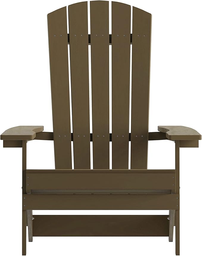 Flash Furniture Charlestown Commercial Folding Adirondack Chair - Mahogany - Poly Resin - Indoor/Outdoor - Weather Resistant