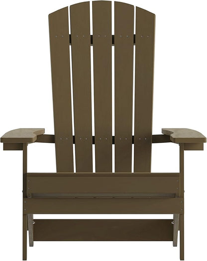 Flash Furniture Charlestown Commercial Folding Adirondack Chair - Mahogany - Poly Resin - Indoor/Outdoor - Weather Resistant