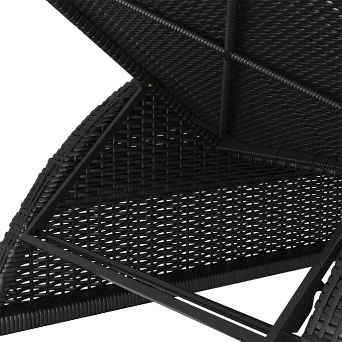 Ergonomic Outdoor Chaise Lounge with Adjustable Backrest, 79" Extra Long Black Poly Rattan Sun Lounger, Cream Cushioned Patio Furniture, Steel Frame for Pool Garden Deck