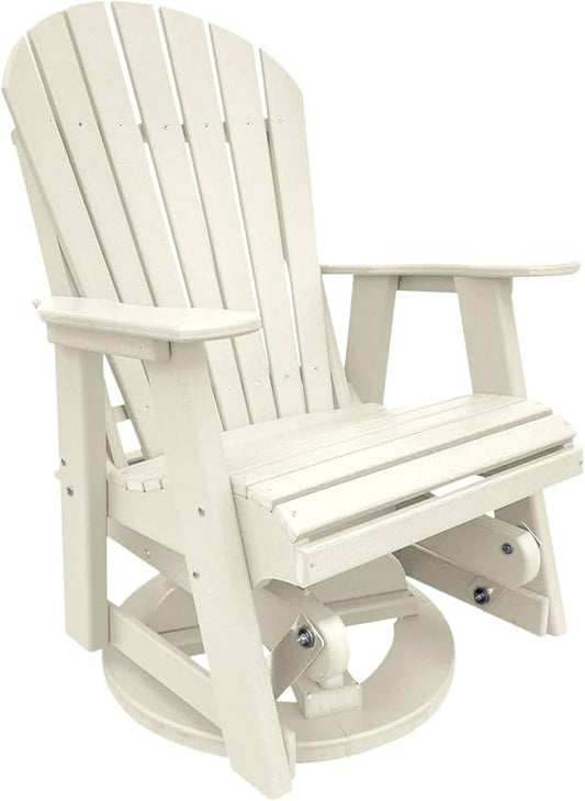 Phat Tommy Glider for Outside Patio - Outdoor Swivel Glider Chair - Poly Outdoor Furniture, Adirondack Porch Glider Chair, White