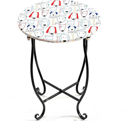 Side Tables for Patio, 14" Indoor Outdoor Metal Side Table for Poolside Bistro Balcony Yard Porch Bedside, Weather Resistant Metal Accent Table for Indoor Outdoor Use, Easy Assembly (White)