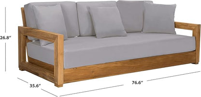 SAFAVIEH Outdoor Couture Collection Montford Grey 3-Seat Bench Cushion & Pillow Cover Set