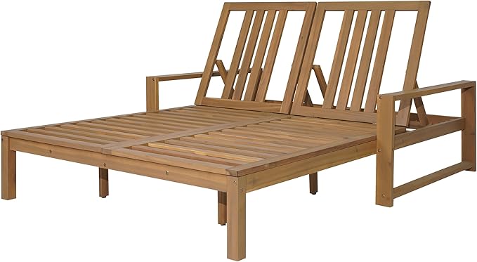 Outdoor Double Lounge Chair with 5-Position Adjustable Backrest for Each Seat - Photo 8