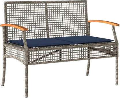 Garden Bench Grey, Brown, Navy Blue Backyard Furniture Outdoor Bench Backyard Bench Outdoor Seating for Yard Outdoor Courtyard Deck