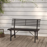 Outdoor Patio Bench, Metal Garden Bench with Backrest, Steel Park Bench Patio Furniture for Porch, Park, Yard - Photo 1