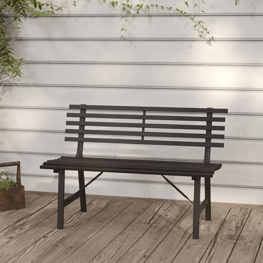 Outdoor Patio Bench, Metal Garden Bench with Backrest, Steel Park Bench Patio Furniture for Porch, Park, Yard, 43.3" x 23.2" x 30.1" Black