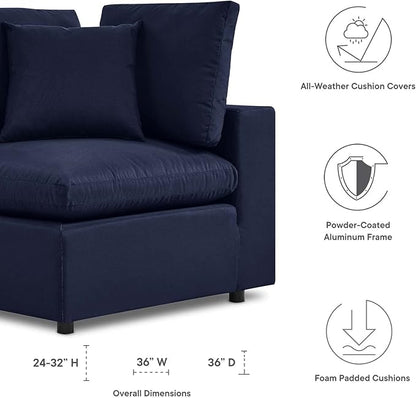 Modway Commix Overstuffed Outdoor Patio Corner Chair in Navy