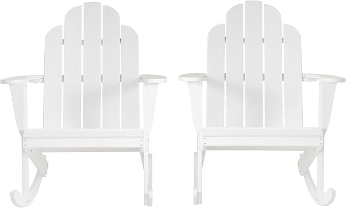 Jayde White Solid Wood Outdoor Adirondack Rocking Chair Set of 2 by Linon - Photo 6