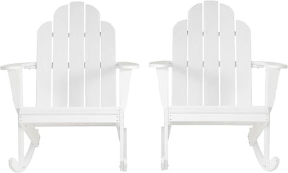 Jayde White Solid Wood Outdoor Adirondack Rocking Chair Set of 2 by Linon