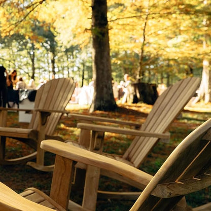 Ash & Ember Savannah Grade A Teak Adirondack Rocking Chair, Patio Lounge Seat for Deck, Porch, or Backyard Indoor Outdoor Use, Weather Resistant, Gently Curved Seat and Back with Tight Slats