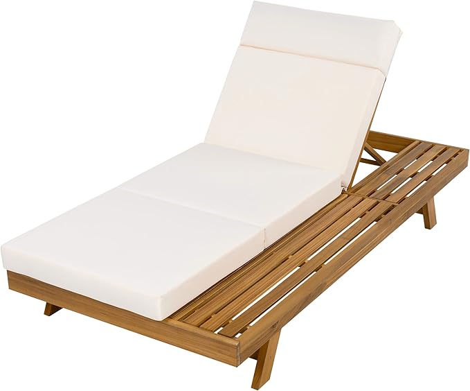 Merax Acacia Wood Chaise Lounge Chair Outdoor Set of 4 - Photo 4