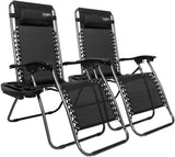 VINGLI Upgraded Zero Gravity Chair Set of 2 Lounge Outdoor Chairs with Trays and Pillows - Photo 1
