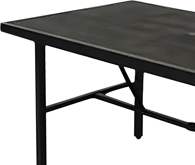 Four Seasons Courtyard Nantucket 40 x 72 Inch Rectangular Outdoor Patio Dining Table All Weather Woven Tabletop for Backyard Lawns and Decks, Brown