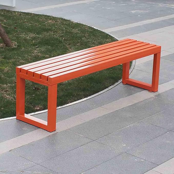 Porch Bench for Outdoor Metal Garden Benches 39in 47in 59in Patio Bench Seating 2-4 Seat for Indoor/Outdoor Entryway Parkbench Black/White(Orange,71x16x18in)
