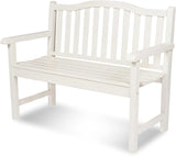 Shine Company Belfort Outdoor Solid Wood Patio Garden Bench, Ergonomic Seat, 22" D x 44.75" W x 36" H, Eggshell White - Photo 1