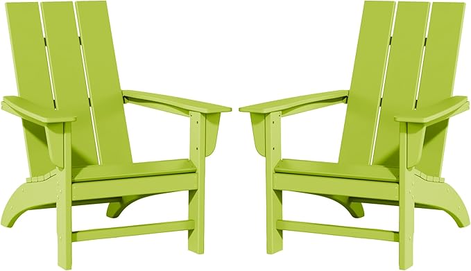 Poly Lumber Adirondack Chairs Set of 2, All-Weather Resistant Outdoor Patio Chairs, Look Like Wood