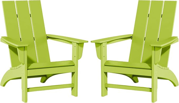 Poly Lumber Adirondack Chairs Set of 2, All-Weather Resistant Outdoor Patio Chairs, Look Like Wood