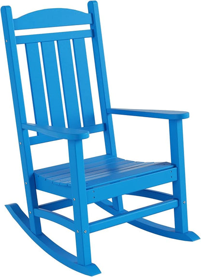 WO Home Furniture Patio Rocking Chair Farmhouse Outdoor HDPE UV Weather Resistant (Pacific Blue)