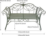 52" Outdoor Garden Bench - Retro Metal Patio Seating, 2-Person Bench with Backrest & Armrests, Perfect for Yard, Porch - Photo 2