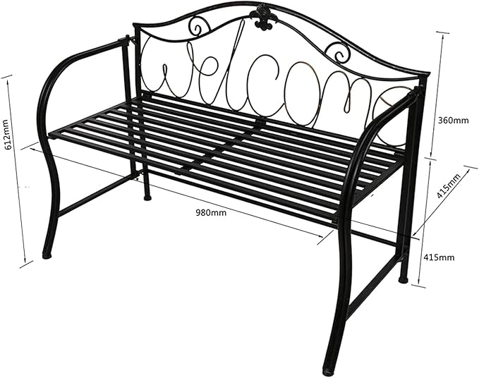 Park Bench Patio Garden Bench Backyard Benches, Metal Garden Bench, European Style Wrought Iron Double Chair Bench, Villa Garden Courtyard Decoration, Park Outdoor Bench with Backrest