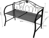 Park Bench Patio Garden Bench Backyard Benches, Metal Garden Bench, European Style Wrought Iron Double Chair Bench - Photo 3