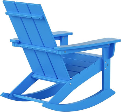 WestinTrends Ashore Adirondack Rocking Chairs Set of 4, All Weather Rocker Loungers, Modern Farmhousefor Outdoor Patio Porch Garden Backyard and Indoor, Pacific Blue